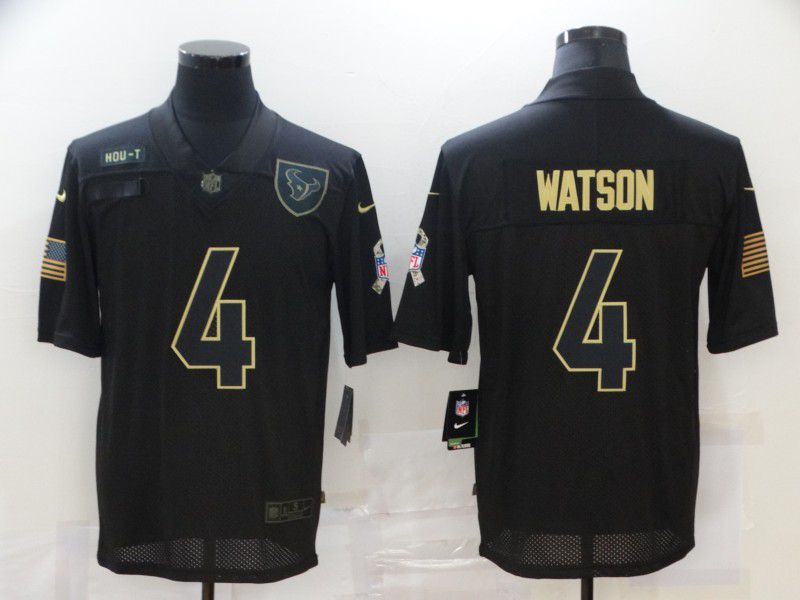 Men Houston Texans 4 Watson Black gold lettering 2020 Nike NFL Jersey